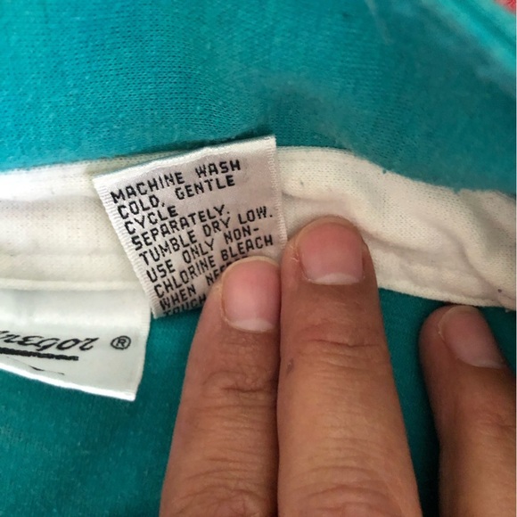 VTG MacGregor Teal and White Striped Polo Sweater Long Sleeve Mens Large - Picture 8 of 9